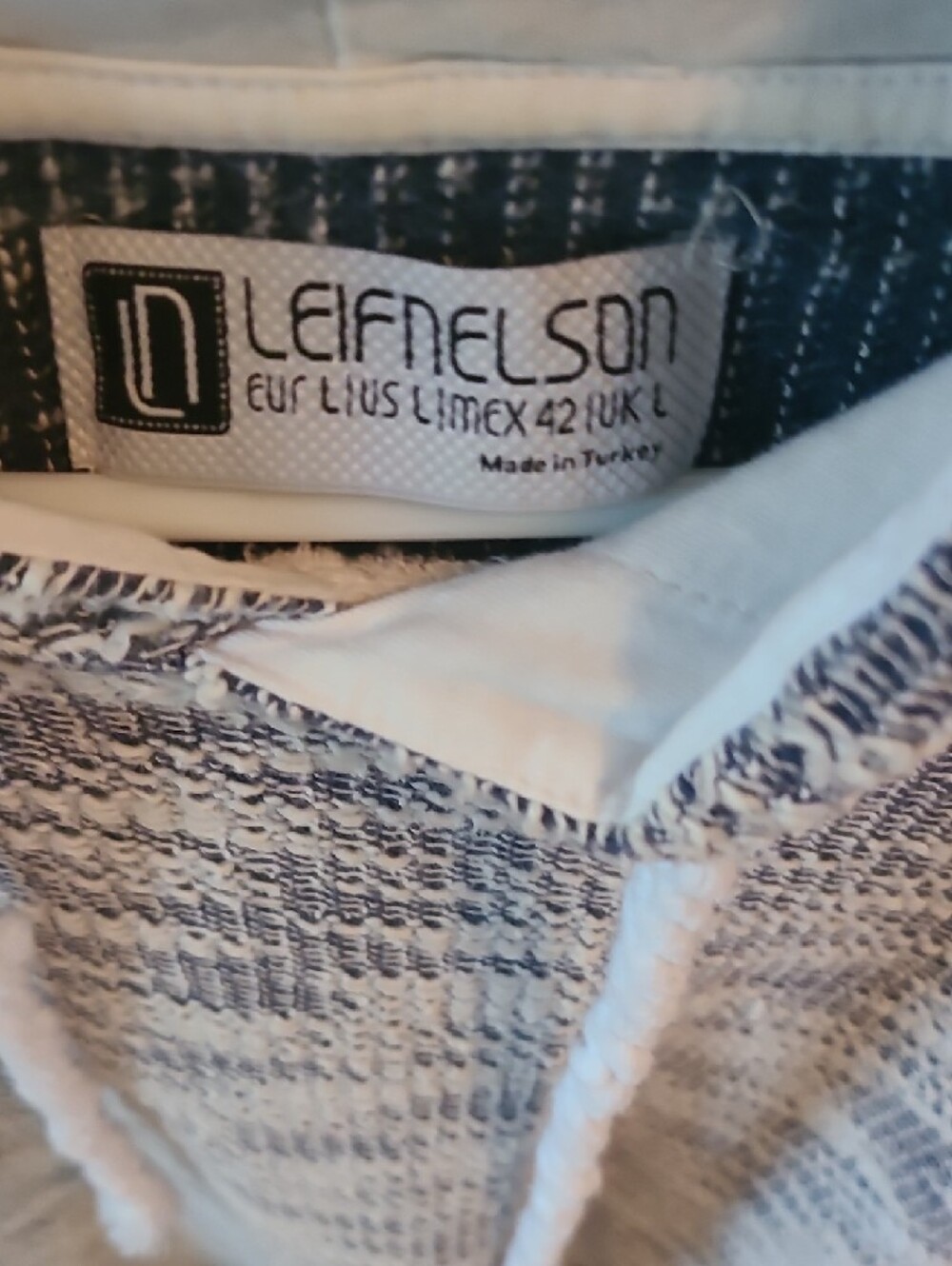 Men's Hooded Knit Sweater Pullover - Blue/White - Picture 3 of 3